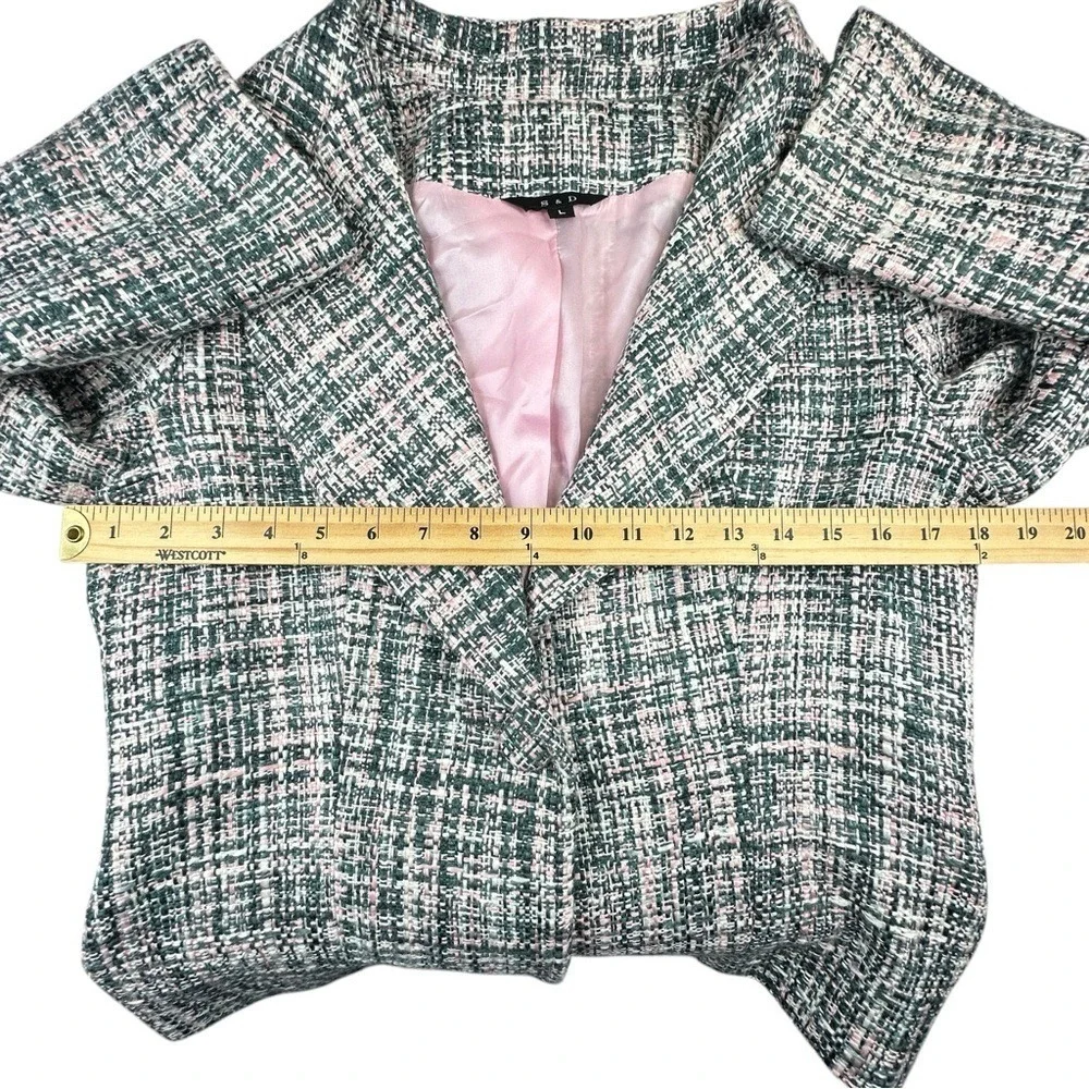 VTG Bouclé Tweed Crop Blazer Large Light Academia Old Money Preppy‎ Revival